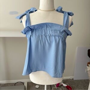 Light Blue Girly Tank Top with Bow Straps